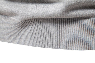 Cotton Knit Striped Quarter Zip Pullover Sweater