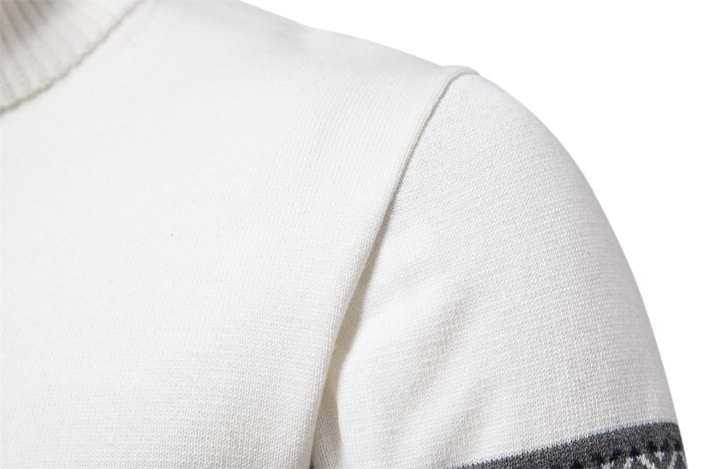 Quarter Zip Knit Fair Isle Pullover Sweater