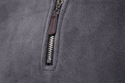 Polar Fleece Stand Collar Quarter Zip Long Sleeves Sweatshirt