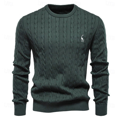 Cotton  Crew Neck Pullover Sweater