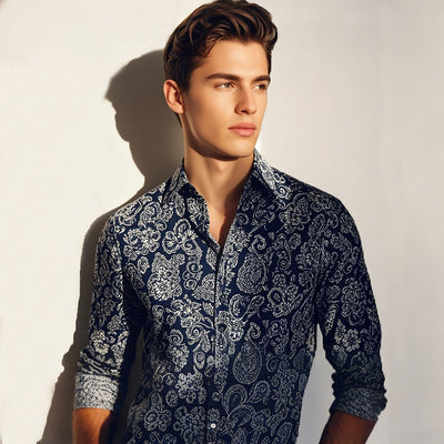 Navy Blue Paisley shirt