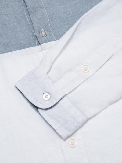 100% Linen Patchwork Long Sleeves Casual Shirt